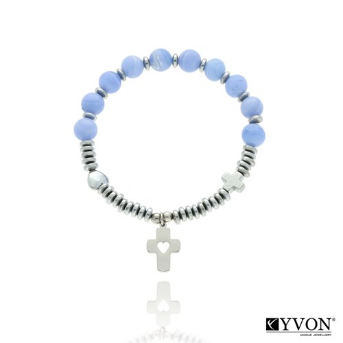 Obrazek Bransoletka różaniec z kamieni naturalnych i stali szlachetnej ROZ128