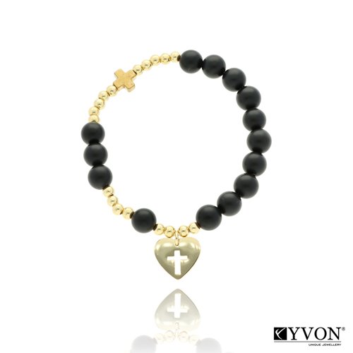 Obrazek Bransoletka różaniec z kamieni naturalnych i stali szlachetnej ROZ124