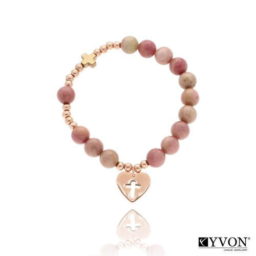 Obrazek Bransoletka różaniec z kamieni naturalnych i stali szlachetnej ROZ120