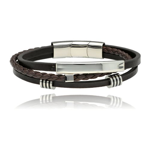 Obrazek Bransoletka męska ze skóry BM97170 b