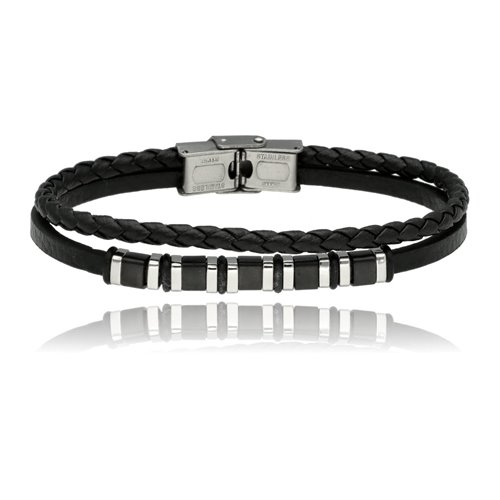 Obrazek Bransoletka męska ze skóry BM97146 b