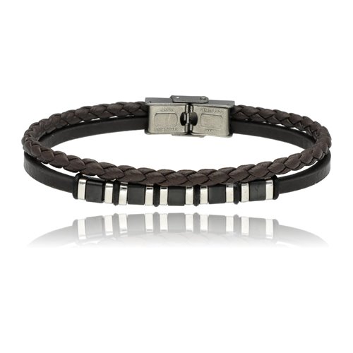 Obrazek Bransoletka męska ze skóry BM97147