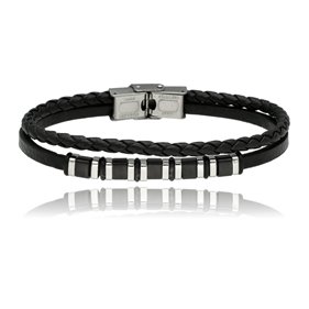 Obrazek Bransoletka męska ze skóry BM97146