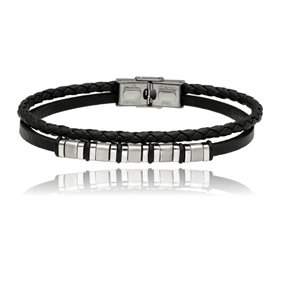 Obrazek Bransoletka męska ze skóry BM97145