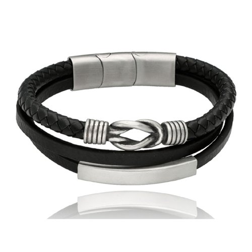 Obrazek Bransoletka męska ze skóry BM97113