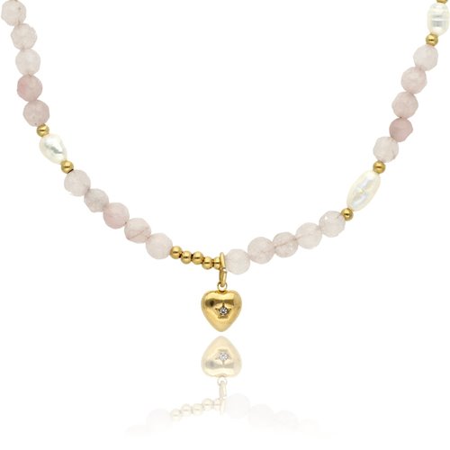 Obrazek Naszyjnik z kwarcem i perłami N97688