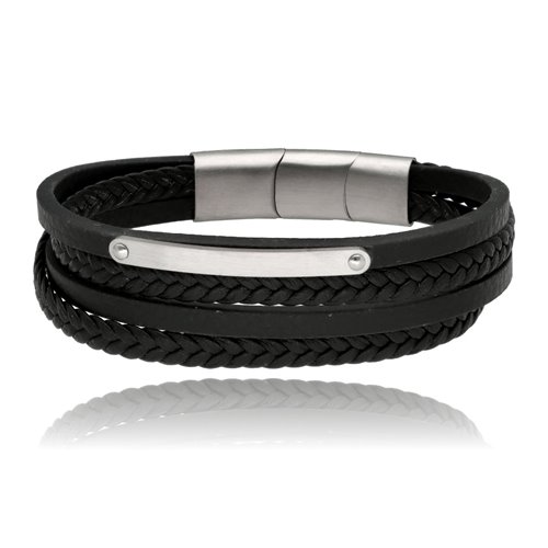 Obrazek Bransoletka męska ze skóry BM97155