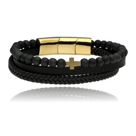 Obrazek Bransoletka męska ze skóry BM97125