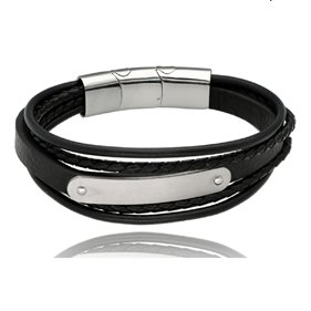 Obrazek Bransoletka męska ze skóry BM97122