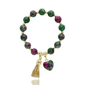 Obrazek Bransoletka zoisyt z rubinem B97118