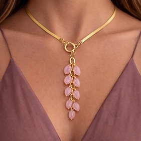 Obrazek Naszyjnik z kwarcem różowym N97111