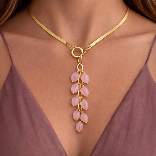 Obrazek Naszyjnik z kwarcem różowym N97111
